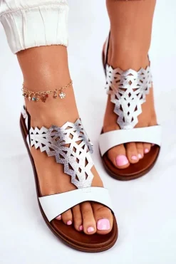 Sandały Damskie Płaskie Sergio Leone Białe SK035