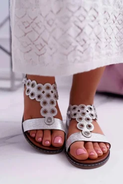 Sandały Damskie Płaskie Sergio Leone SK012 Białe Livian