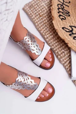 Sandały Damskie Płaskie Sergio Leone SK011 Białe Lirielle