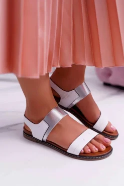 Sandały Damskie Płaskie Sergio Leone SK014 Białe Agrina