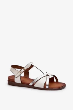 Sandały Damskie Płaskie Z Eko Skóry Sergio Leone SK071H Białe