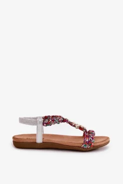 Sandały Damskie Płaskie Z Plecionymi Paskami I Przypinkami Artiker 54C1322 Multikolor