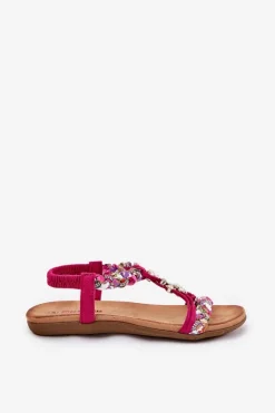 Sandały Damskie Płaskie Z Plecionymi Paskami I Przypinkami Artiker 56C1314 Fuksja