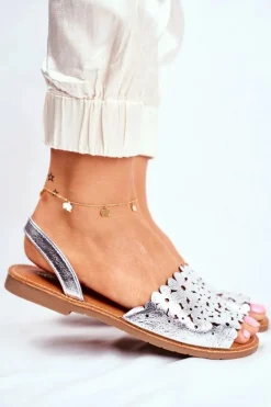 Sandały Damskie Wsuwane Srebrne I Like Summer