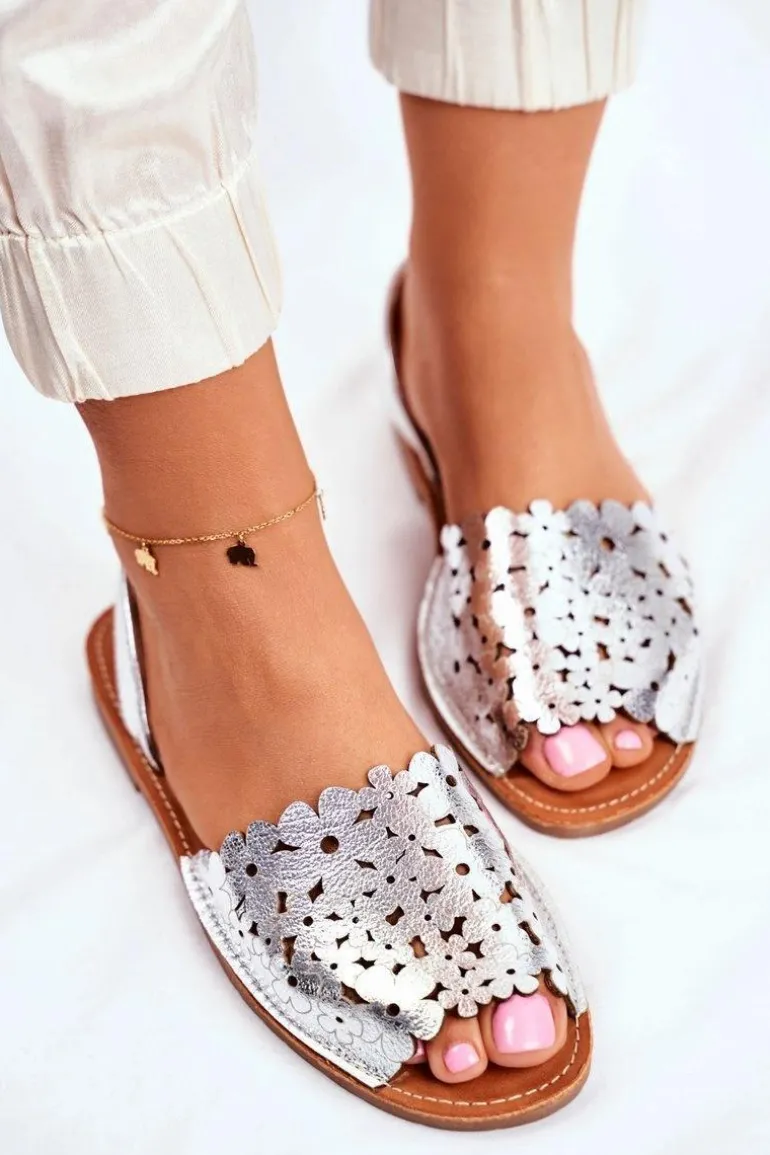 Sandały Damskie Wsuwane Srebrne I Like Summer