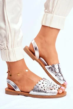 Sandały Damskie Wsuwane Srebrne I Like Summer