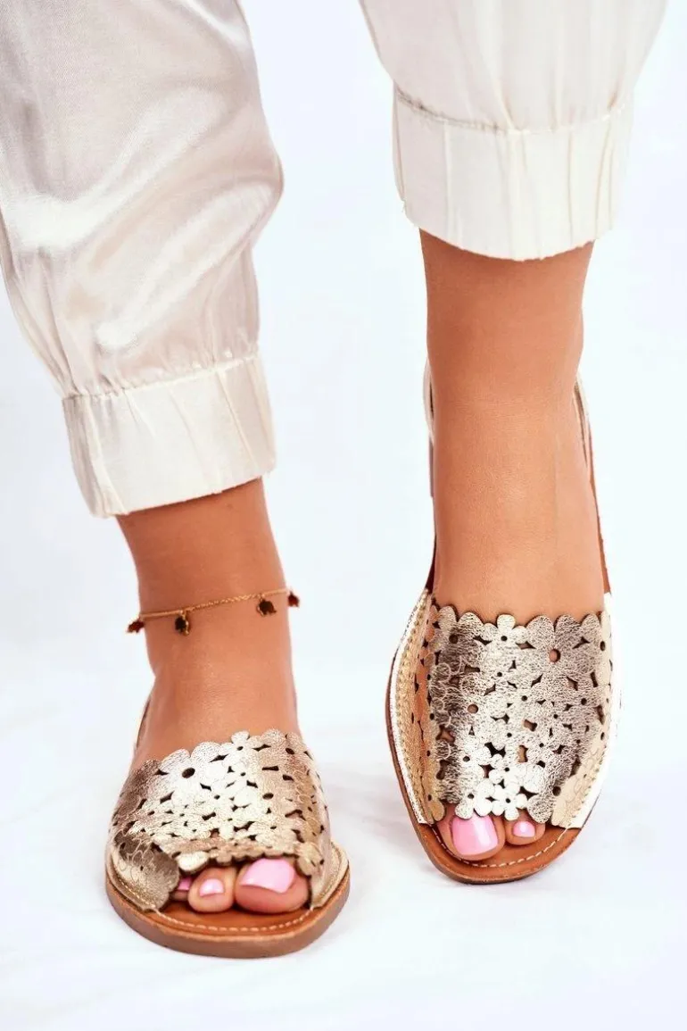 Sandały Damskie Wsuwane Złote I Like Summer