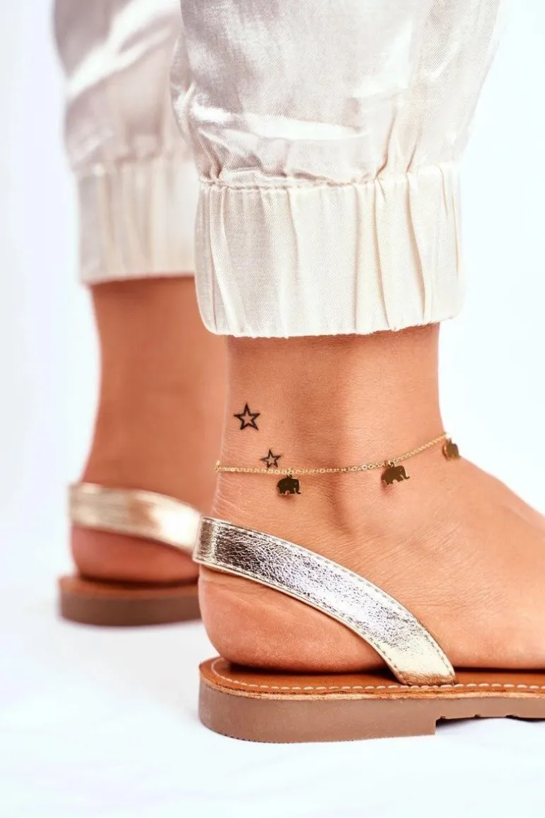 Sandały Damskie Wsuwane Złote I Like Summer