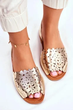 Sandały Damskie Wsuwane Złote I Like Summer