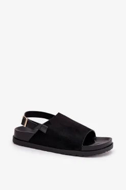 Sandały Damskie Z Eko Zamszu Na Platformie Czarne Migola