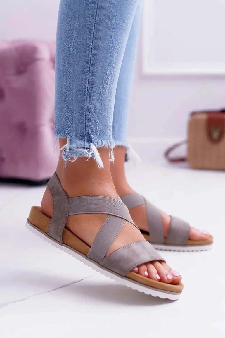 Sandały Damskie Z Gumkami Khaki Itako