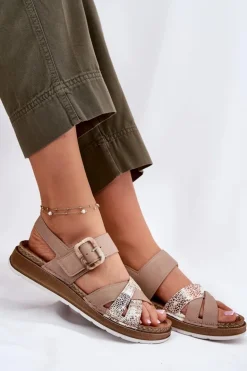 Sandały Damskie Z Klamrą Inblu GS000056 Beżowe