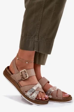 Sandały Damskie Z Klamrą Inblu GS000056 Beżowe