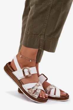 Sandały Damskie Z Klamrą Inblu GS000056 Białe