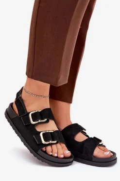 Sandały Damskie Z Klamrami Czarne Seladith