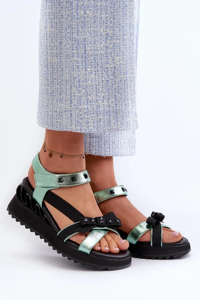 Sandały Damskie Z Kokardką D&A CR956 Zielone