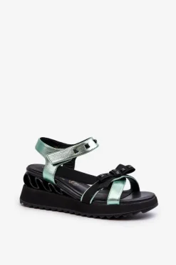 Sandały Damskie Z Kokardką D&A CR956 Zielone