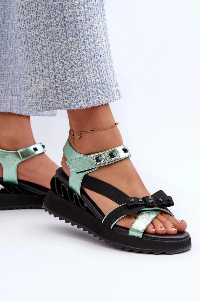 Sandały Damskie Z Kokardką D&A CR956 Zielone