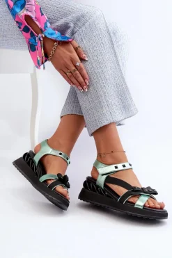 Sandały Damskie Z Kokardką D&A CR956 Zielone