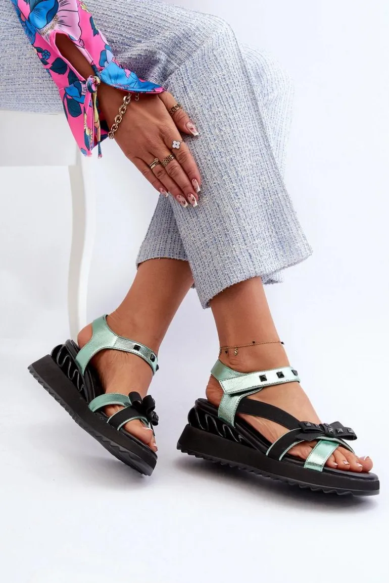 Sandały Damskie Z Kokardką D&A CR956 Zielone