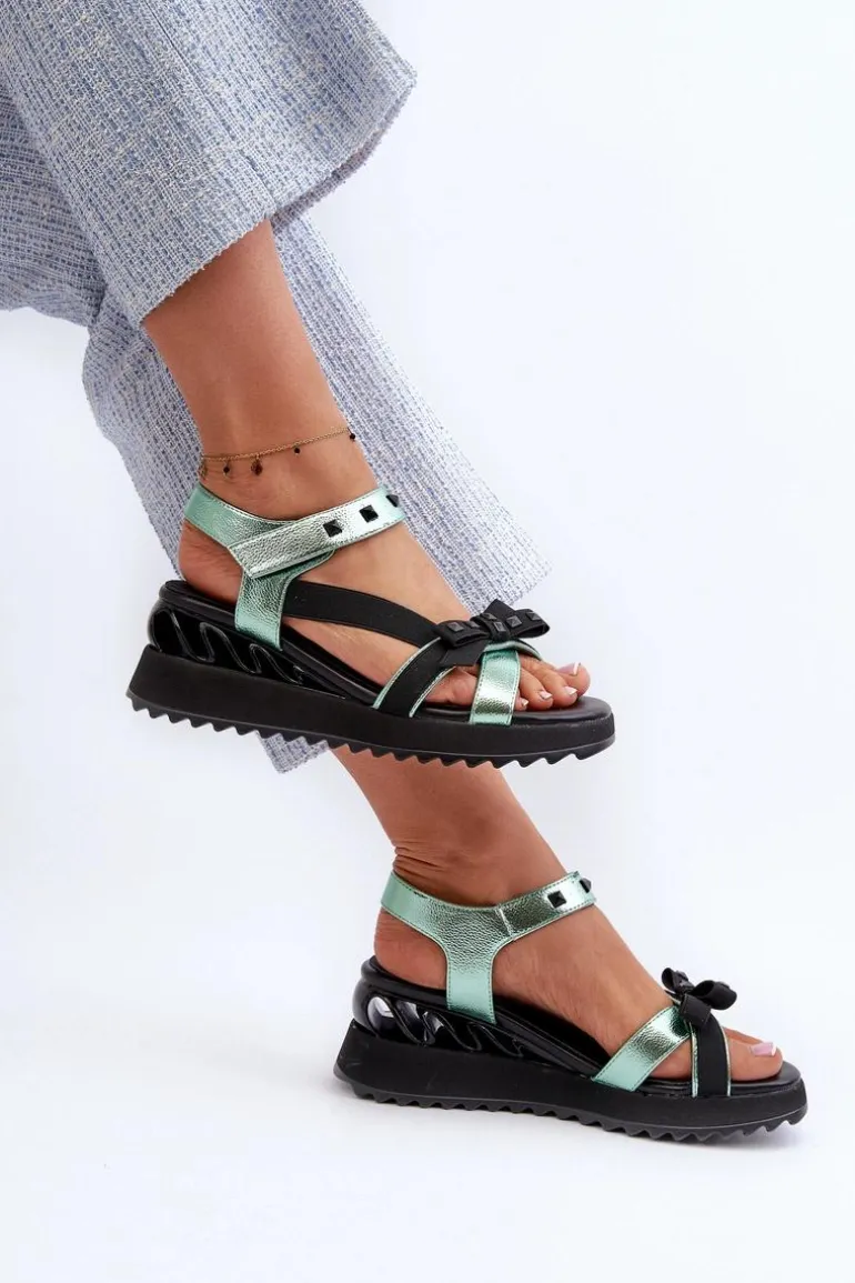 Sandały Damskie Z Kokardką D&A CR956 Zielone