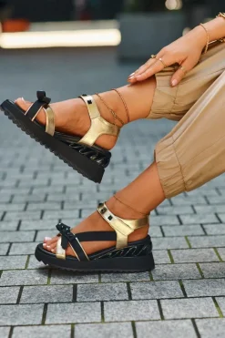 Sandały Damskie Z Kokardką D&A CR956 Złote