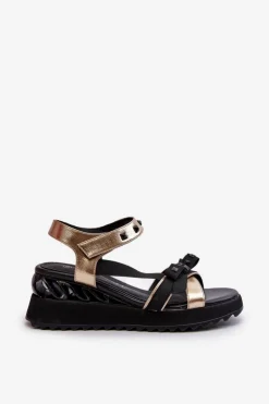 Sandały Damskie Z Kokardką D&A CR956 Złote