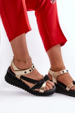 Sandały Damskie Z Kokardką D&A CR956 Złote