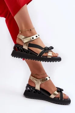 Sandały Damskie Z Kokardką D&A CR956 Złote