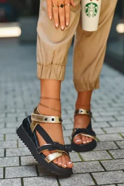 Sandały Damskie Z Kokardką D&A CR956 Złote