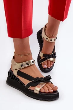 Sandały Damskie Z Kokardką D&A CR956 Złote