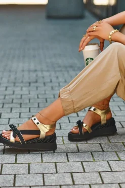 Sandały Damskie Z Kokardką D&A CR956 Złote