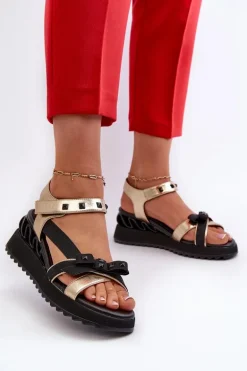 Sandały Damskie Z Kokardką D&A CR956 Złote