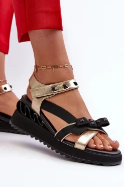 Sandały Damskie Z Kokardką D&A CR956 Złote