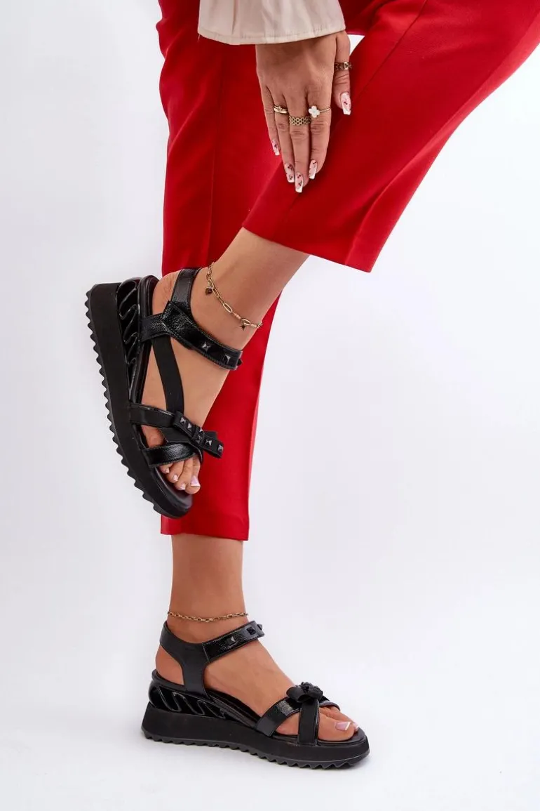 Sandały Damskie Z Kokardką D&A CR956 Czarne