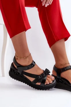 Sandały Damskie Z Kokardką D&A CR956 Czarne