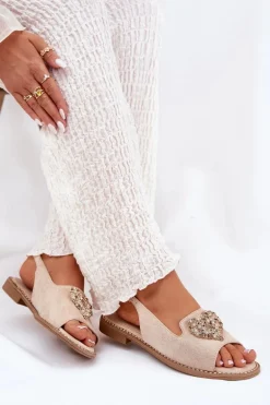 Sandały Damskie Z Ozdobnym Sercem S.Barski KV27-018 Beżowe