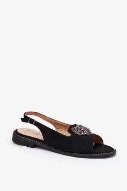 Sandały Damskie Z Ozdobnym Sercem S.Barski KV27-018 Czarne