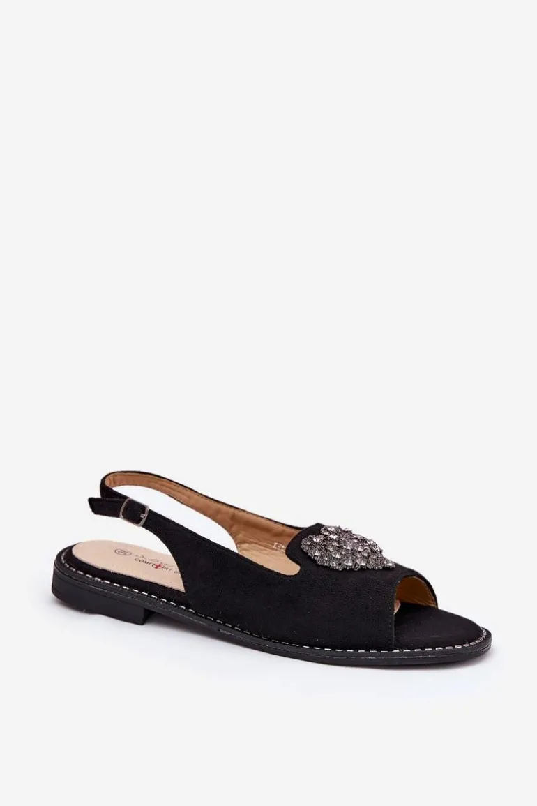 Sandały Damskie Z Ozdobnym Sercem S.Barski KV27-018 Czarne