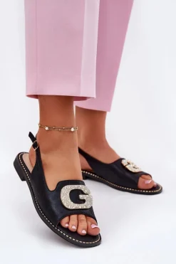 Sandały Damskie Z Ozdobnym Detalem S.Barski KV51-081 Czarne