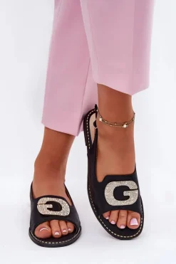 Sandały Damskie Z Ozdobnym Detalem S.Barski KV51-081 Czarne