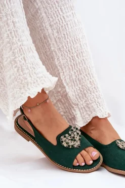 Sandały Damskie Z Ozdobnym Sercem S.Barski KV27-018 Zielone