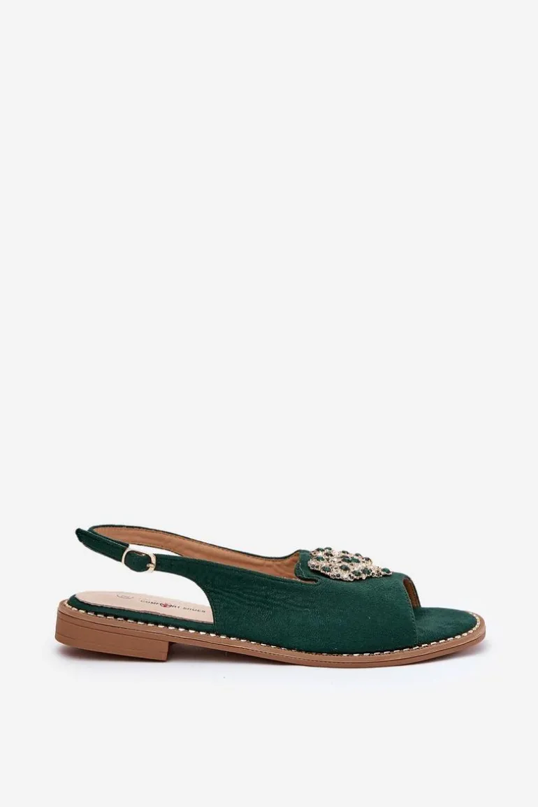 Sandały Damskie Z Ozdobnym Sercem S.Barski KV27-018 Zielone