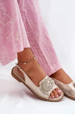 Sandały Damskie Z Ozdobnym Detalem S.Barski KV51-081 Złote