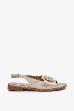 Sandały Damskie Z Ozdobnym Detalem S.Barski KV51-081 Złote