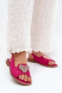 Sandały Damskie Z Ozdobnym Sercem S.Barski KV27-018 Fuksja