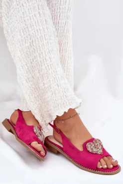 Sandały Damskie Z Ozdobnym Sercem S.Barski KV27-018 Fuksja