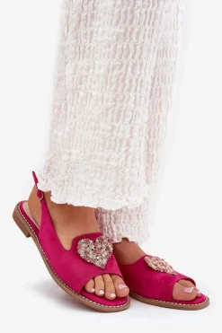 Sandały Damskie Z Ozdobnym Sercem S.Barski KV27-018 Fuksja