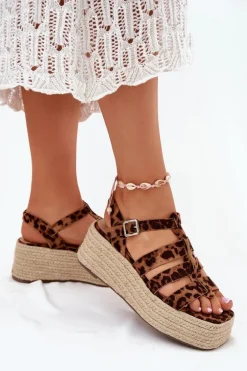 Sandały Damskie Z Paskami I Plecionką Panterka Pardauss