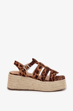 Sandały Damskie Z Paskami I Plecionką Panterka Pardauss